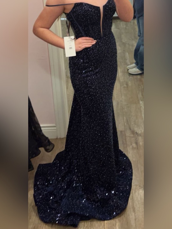 Sherri Hill Dresses & Skirts - Sherri Hill Navy Blue Sparkle Strapless Mermaid Prom Dress